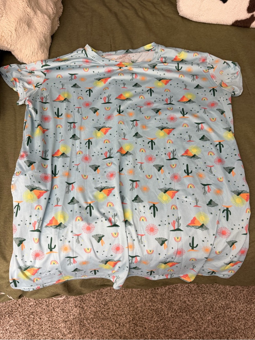 Light Blue Desert-Print Women's Pajama Top